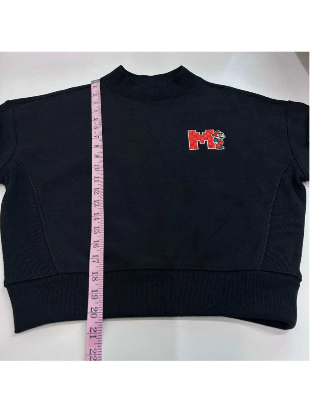 Champion x Super Mario Bros Reverse Weave Cropped Mockneck Black Women's M - Picture 8 of 16